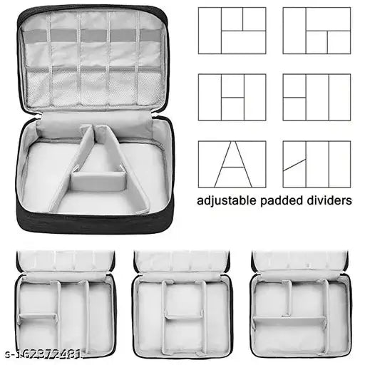 Electronic Accessories Bag for USB Cables, Hard Disk, Power Bank, HDD, SD Card, Adapters, Earphone, Mobilephone, Chargers, Wires Gadget and Cable Travel Organizer Bag (Black) Trend Horizon