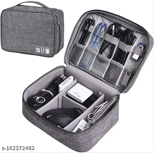 Electronic Accessories Bag for USB Cables, Hard Disk, Power Bank, HDD, SD Card, Adapters, Earphone, Mobilephone, Chargers, Wires Gadget and Cable Travel Organizer Bag (Black) Trend Horizon
