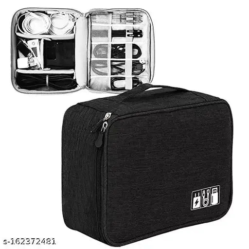 Electronic Accessories Bag for USB Cables, Hard Disk, Power Bank, HDD, SD Card, Adapters, Earphone, Mobilephone, Chargers, Wires Gadget and Cable Travel Organizer Bag (Black) Trend Horizon