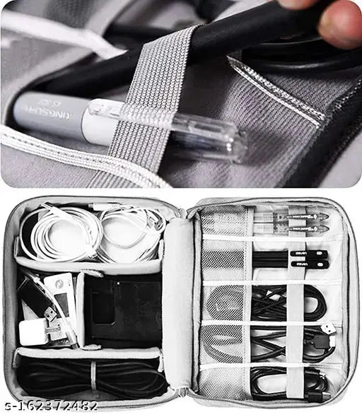 Electronic Accessories Bag for USB Cables, Hard Disk, Power Bank, HDD, SD Card, Adapters, Earphone, Mobilephone, Chargers, Wires Gadget and Cable Travel Organizer Bag (Black) Trend Horizon